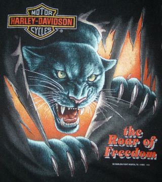 Vintage 3d Emblem T Shirt Xl Harley Davidson Black Panther Usa Hog 1990s 1980s