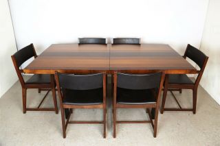 Mid Century Modern Milo Baughman Plank Dining Table For Directional,  Six Chairs