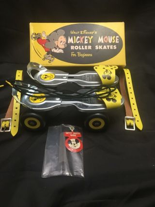 Nos Kids Vintage Mickey Mouse Disney Roller Skates Beginners Walt Disney 1950 