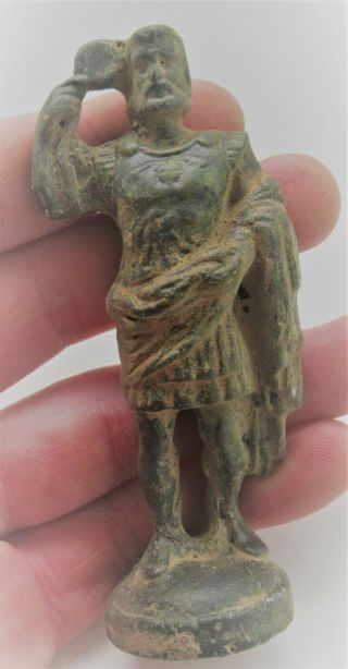 European Finds Ancient Roman Bronze Senatorial Figurine Circa 200 - 300ad