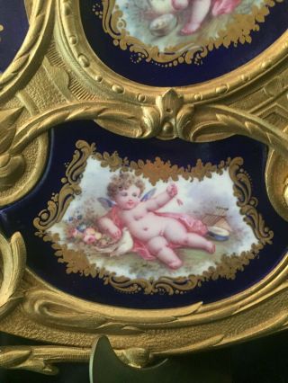 Sevres 4 Seasons Dore ' Gilt - Bronze Mount Ormolu Porcelain Centrepiece 3