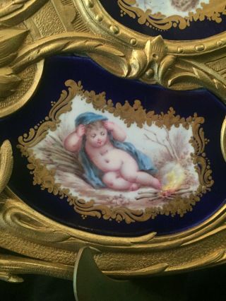 Sevres 4 Seasons Dore ' Gilt - Bronze Mount Ormolu Porcelain Centrepiece 5