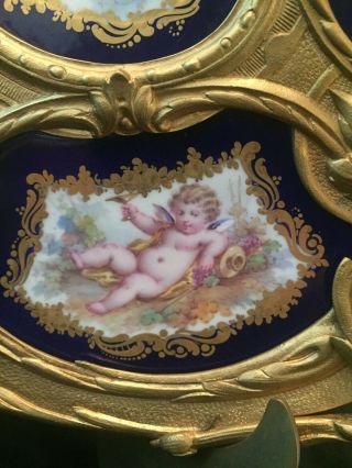 Sevres 4 Seasons Dore ' Gilt - Bronze Mount Ormolu Porcelain Centrepiece 6