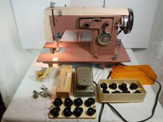 Vintage Antique Sears Roebuck Kenmore Sewing Machine Model 158.  470 As - Is Pink