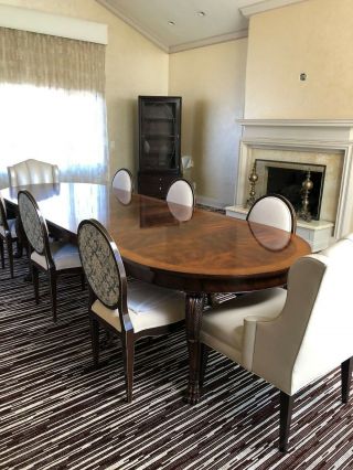 Ralph Lauren Large Dinning Room Table Mahogany Wood With 8 Chairs