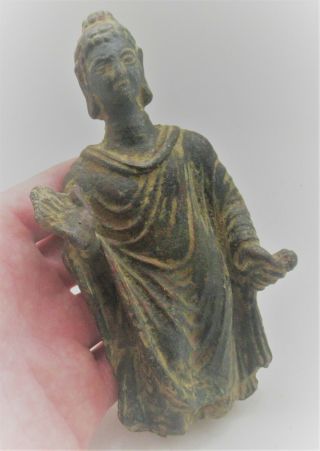 Museum Quality Ancient Gandhara Bronze Buddha Figurine Circa 200 - 300ad