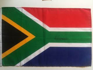 Nelson Mandela Rare Signed Autographed South Africa Flag Item
