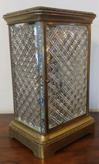 Antique French Crystal Regulator Clock - Cloisonne w/ Stunning Cut Glass Panels 4