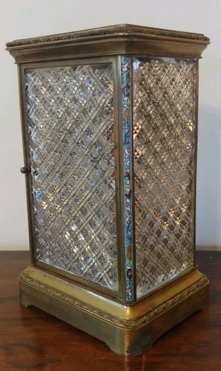 Antique French Crystal Regulator Clock - Cloisonne w/ Stunning Cut Glass Panels 5
