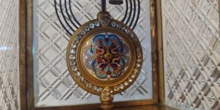 Antique French Crystal Regulator Clock - Cloisonne w/ Stunning Cut Glass Panels 8