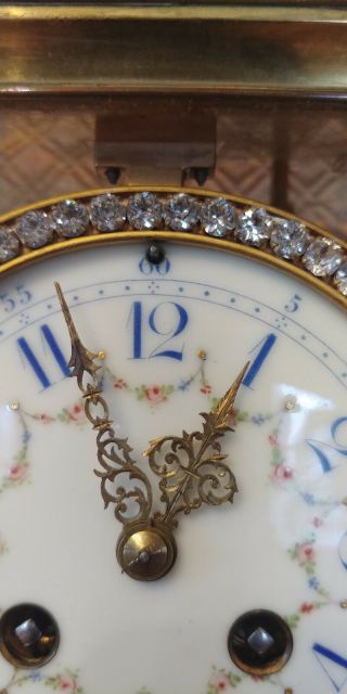 Antique French Crystal Regulator Clock - Cloisonne w/ Stunning Cut Glass Panels 9
