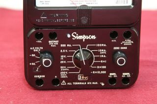 Simpson Model 260 8P Series 7 Volt Ohm Test Meter Multimeter Milliammeter 4