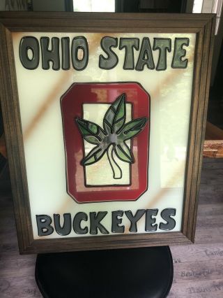 Vintage Ohio State Buckeyes Stained Glass In Frame