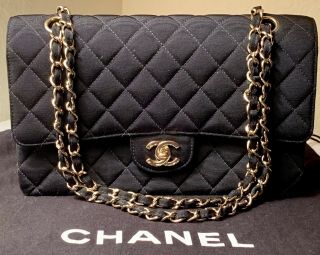 Chanel Rare & Vintage Double Flap Classic Black Cloth Handbag Serial 5820326