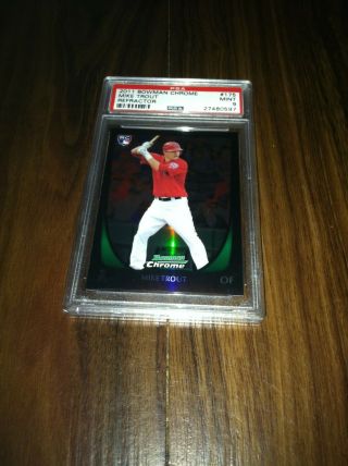 2011 Bowman Chrome Mike Trout Rc Rookie Refractor Psa 9 Rare Angels Mvp Goat