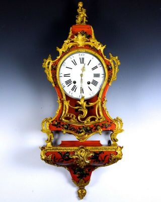 Important 18thc French Louis Xv Gold Ormolu Mounted Corne Rose Bracket Clock N/r