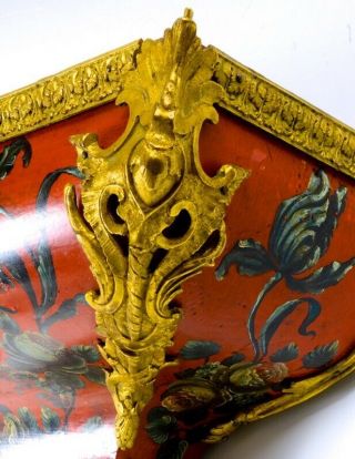 IMPORTANT 18thC FRENCH LOUIS XV GOLD ORMOLU MOUNTED CORNE ROSE BRACKET CLOCK N/R 5