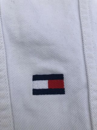 Rare Vintage 90s Tommy Hilfiger Denim Jacket Big Flag Patch Size XL White 3