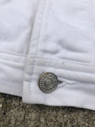 Rare Vintage 90s Tommy Hilfiger Denim Jacket Big Flag Patch Size XL White 4