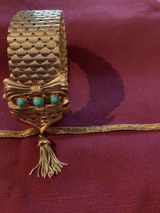 18 karat Gold Slide Bracelet 3 bezel Turqoise cabochons rare unique vintage 18K 9