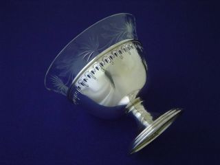 10 VINTAGE INTERNATIONAL STERLING SILVER ETCHED GLASS SHERBET DESSERT CUPS 4
