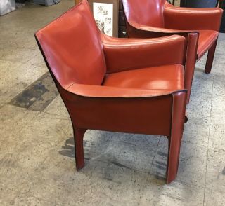 mid - century modern Mario Bellini Cassina leather arm chairs 2