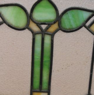 Antique Set of Three Matching Stain Glass Windows – Arts & Crafts Style 11
