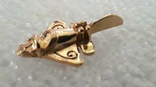 14 Kt.  Solid Gold Ancient Maya Airplane Pre Columbian Pin
