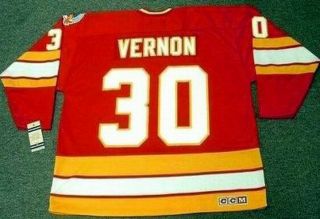 Mike Vernon Calgary Flames 1989 Ccm Vintage Throwback Away Nhl Hockey Jersey