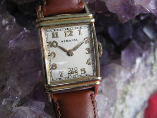 Hamilton Lester Vintage 14k Gold Filled Deco Wrist Watch,  982 Movement,  Ca 1941