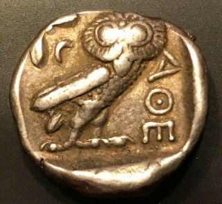 ANCIENT GREEK SILVER COIN OF ATTICA,  TETRADRACHM,  454 - 415 B.  C.  CHOICE 2