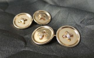 Elegant Antique Art Deco 1930s 14k Gold Tiffany & Co Button Cufflinks