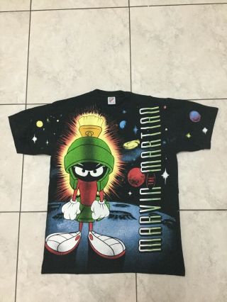 Marvin The Martian All Over Graphic T - Shirt (lg) Looney Tunes Vintage 1993 Shirt