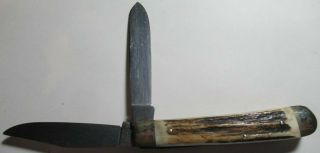 Vintage Carl Schlieper Eye Stag Horn Jumbo Trapper Knife Solingen Germany