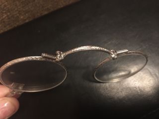 VTG PLATINUM Deco Diamond Lorgnette Magnifier EyeGlass Monocle Pendant Necklace 10