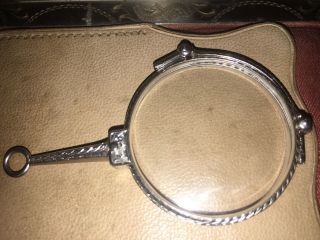 VTG PLATINUM Deco Diamond Lorgnette Magnifier EyeGlass Monocle Pendant Necklace 2