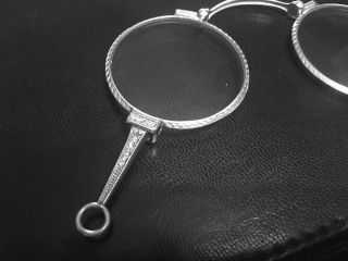 VTG PLATINUM Deco Diamond Lorgnette Magnifier EyeGlass Monocle Pendant Necklace 7