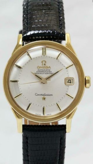Vintage Omega Constellation Chronometer Pie - Pan Dial & 18K Gold Case Men ' s Watch 3