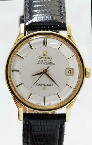 Vintage Omega Constellation Chronometer Pie - Pan Dial & 18K Gold Case Men ' s Watch 5