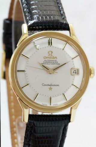 Vintage Omega Constellation Chronometer Pie - Pan Dial & 18K Gold Case Men ' s Watch 6