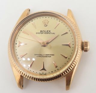 Vintage 1950s Rolex Oyster Perpetual Cal 1030 18k Pink Gold Watch 6567 $1n/r