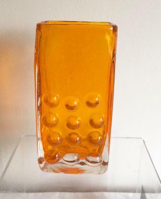 Vintage Whitefriars Geoffrey Baxter Textured Mobile Phone Tangerine Glass Vase