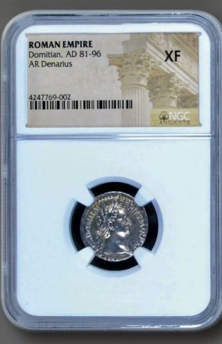 Ngc Xf Certified Domitian 81 - 96 Ad Ancient Roman Empire Silver Denarius