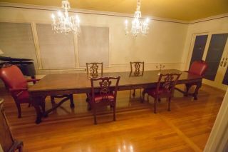Antique Wood Clawfoot Expandable Banquet Dining Room Table & Chairs w/ 9 leaves 4