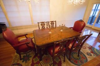 Antique Wood Clawfoot Expandable Banquet Dining Room Table & Chairs w/ 9 leaves 5