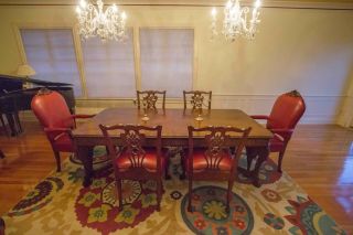 Antique Wood Clawfoot Expandable Banquet Dining Room Table & Chairs w/ 9 leaves 6
