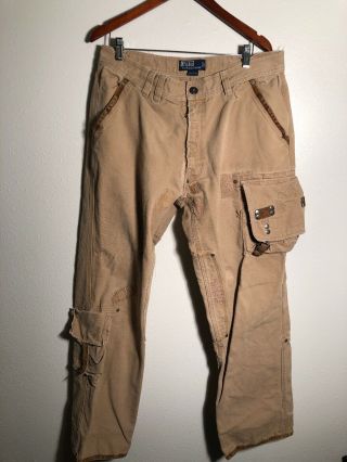 Rare Vintage Polo Ralph Lauren Military Cargo Pants Distressed Rare Limited