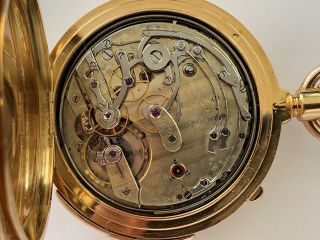 TIFFANY MINUTE REPEATER WITH SPLIT - SECOND CHRONOGRAPH 18K GOLD POCKET WATCH 7