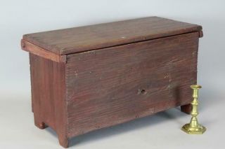 Very Rare 17th C Ma Pilgrim Table Top Blanket Chest Wood Pintle Hinges