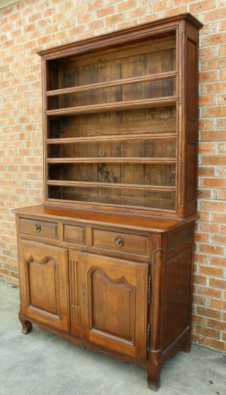 ANTIQUE EARLY 19TH C FRENCH COUNTRY WALNUT CUPBOARD CABINET VAISSELIER HUTCH 2